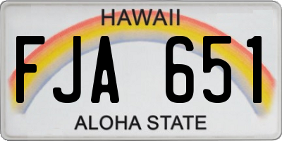 HI license plate FJA651