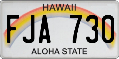 HI license plate FJA730