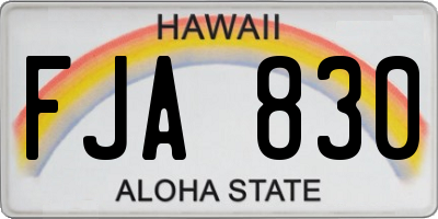 HI license plate FJA830