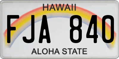 HI license plate FJA840