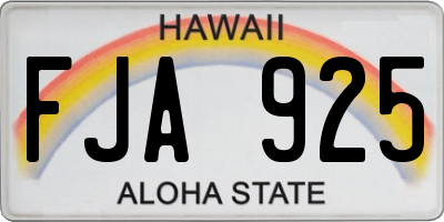 HI license plate FJA925