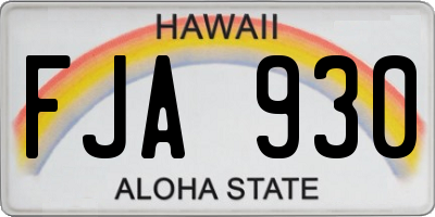 HI license plate FJA930