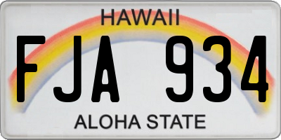 HI license plate FJA934