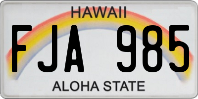 HI license plate FJA985