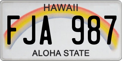 HI license plate FJA987
