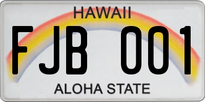 HI license plate FJB001