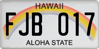 HI license plate FJB017