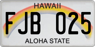 HI license plate FJB025
