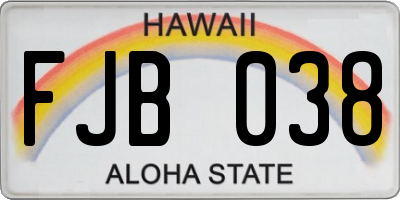 HI license plate FJB038