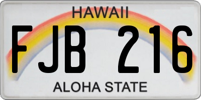 HI license plate FJB216