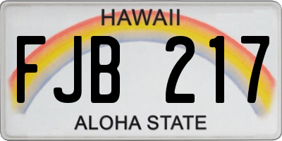 HI license plate FJB217