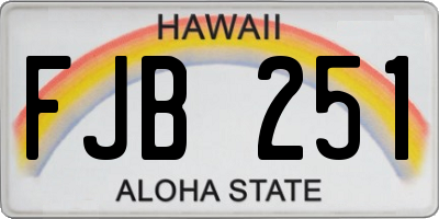 HI license plate FJB251