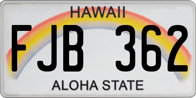 HI license plate FJB362