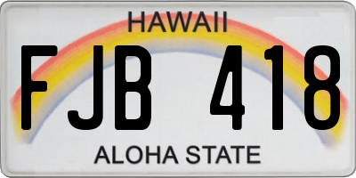 HI license plate FJB418