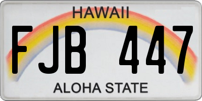 HI license plate FJB447
