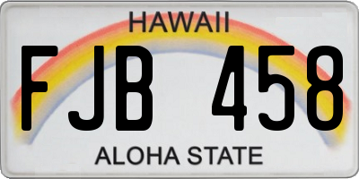 HI license plate FJB458
