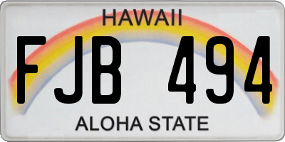 HI license plate FJB494