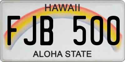 HI license plate FJB500
