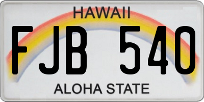 HI license plate FJB540