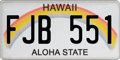 HI license plate FJB551