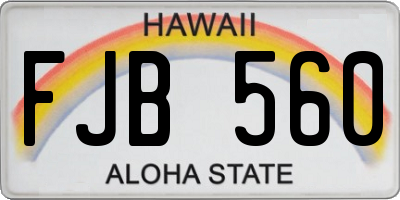 HI license plate FJB560