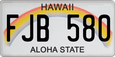HI license plate FJB580