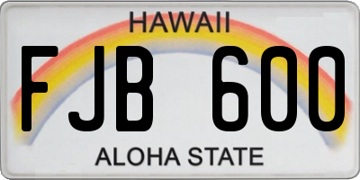 HI license plate FJB600