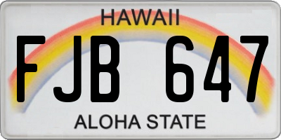 HI license plate FJB647