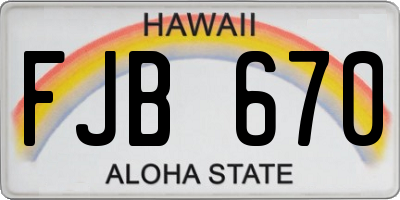 HI license plate FJB670