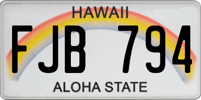 HI license plate FJB794