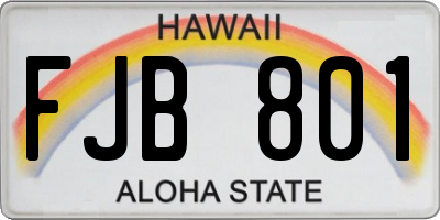 HI license plate FJB801
