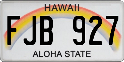 HI license plate FJB927