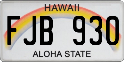 HI license plate FJB930