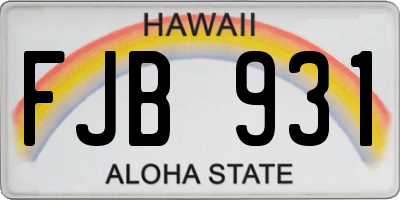 HI license plate FJB931