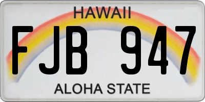 HI license plate FJB947