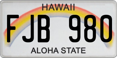 HI license plate FJB980