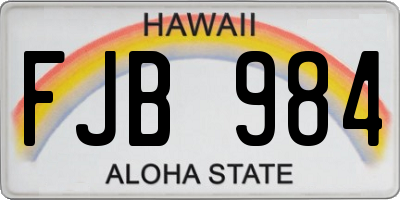 HI license plate FJB984