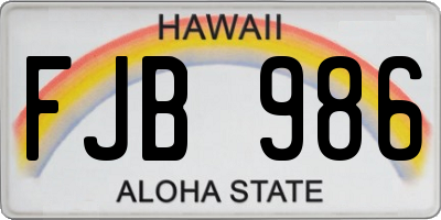 HI license plate FJB986