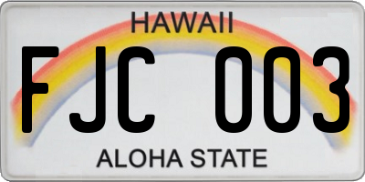 HI license plate FJC003