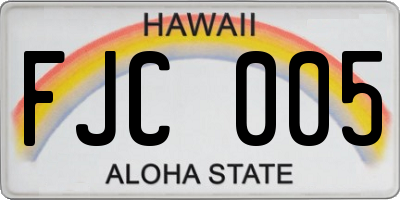 HI license plate FJC005