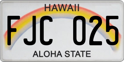 HI license plate FJC025