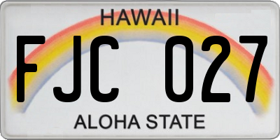 HI license plate FJC027