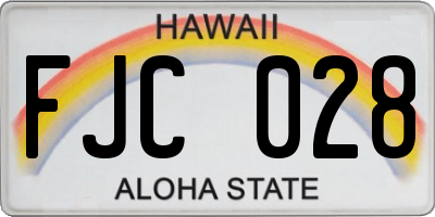 HI license plate FJC028