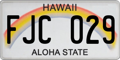 HI license plate FJC029