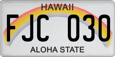 HI license plate FJC030