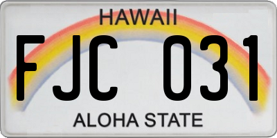HI license plate FJC031