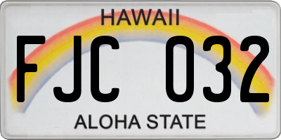 HI license plate FJC032