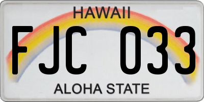 HI license plate FJC033