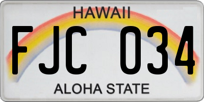 HI license plate FJC034