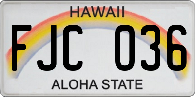 HI license plate FJC036